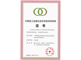 2019年中国轻工业联合会科学技术发明奖
